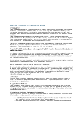 Practice Guideline 21: Mediation Rules