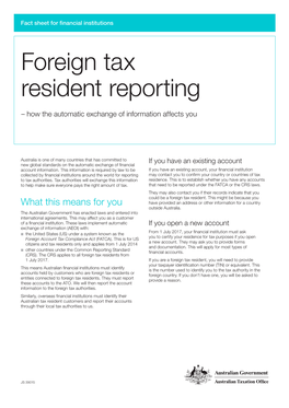 Foreign Tax Resident Reporting