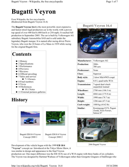 Bugatti Veyron - Wikipedia, the Free Encyclopedia Page 1 of 7 Bugatti Veyron