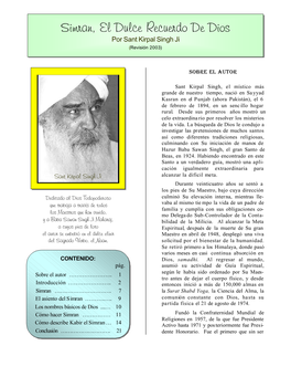 Simran, El Dulce Recuerdo De Dios Por Sant Kirpal Singh Ji (Revisión 2003)