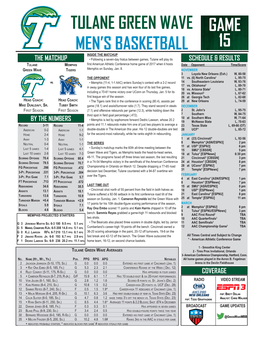 Tulane Green Wave Men's Basketball Game 15