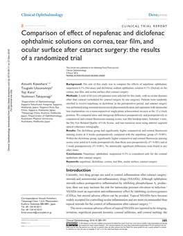 Comparison of Effect of Nepafenac and Diclofenac Ophthalmic Solutions