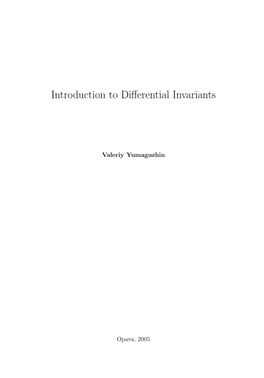 Introduction to Differential Invariants