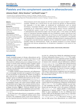 Platelets and the Complement Cascade in Atherosclerosis