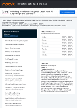 19 Bus Time Schedule & Line Route