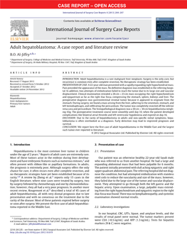 Adult Hepatoblastoma: a Case Report and Literature Review