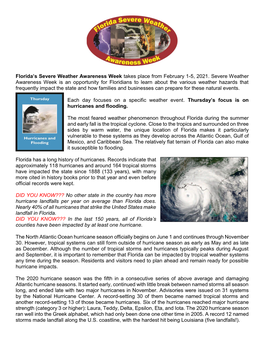 Thursday's Focus Is on Hurricanes and Flooding