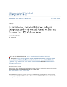 Repatriation of Rwandan Returnees in Kigali