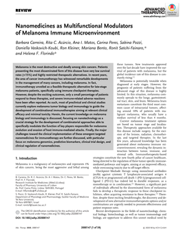 Nanomedicines As Multifunctional Modulators of Melanoma Immune Microenvironment