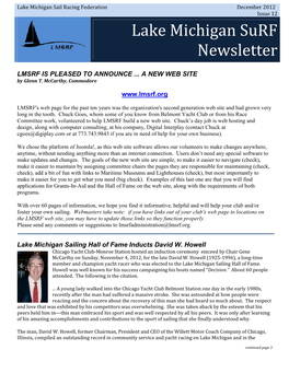 Lake Michigan Surf Newsletter the E-Publication of the Lake Michigan Sail Racing Federation