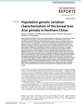 Population Genetic Variation Characterization of the Boreal Tree