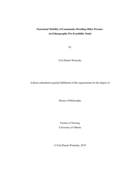 Functional Mobility of Community-Dwelling Older Persons: an Ethnographic Pre-Feasibility Study