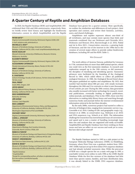 A Quarter Century of Reptile and Amphibian Databases