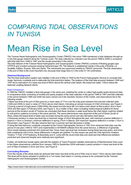 Mean Rise in Sea Level