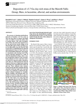 Deposition of >3.7 Ga Clay-Rich Strata of the Mawrth Vallis Group, Mars, In