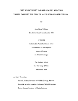 Prey Selection by Harbor Seals in Relation to Fish