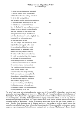 'Hope', Lines 75-110 WB Hutchings the Set of Eight Moral Satires That