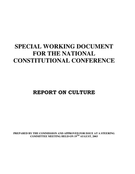 Special Working Document for the National Constitutional Conference