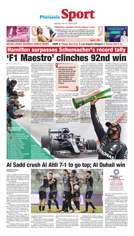 'F1 Maestro' Clinches 92Nd