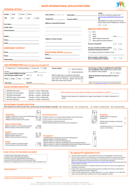 Waifs International Application Form Personal Details