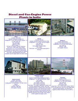 Diesel and Gas-Engine Power Plants in India