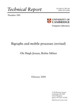 Bigraphs and Mobile Processes (Revised)
