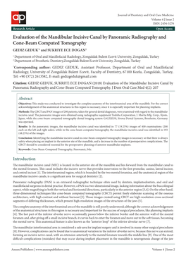 Evaluation of the Mandibular Incisive Canal by Panoramic Radiography