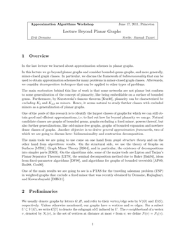 Lecture Beyond Planar Graphs 1 Overview 2 Preliminaries