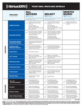 To Check out the Siriusxm TOUR Subscription Packages