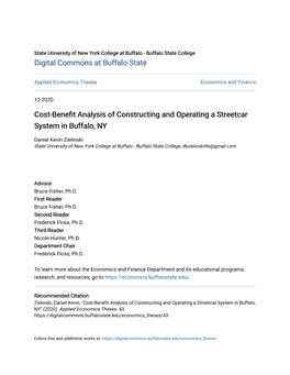 Cost-Benefit Analysis of Constructing and Operating a Streetcar System in Buffalo, NY