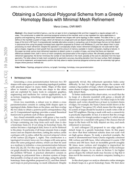 Obtaining a Canonical Polygonal Schema from a Greedy Homotopy Basis with Minimal Mesh Reﬁnement