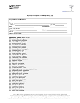 Respite Worker Registration Package