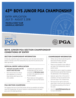 Boys Junior Pga Section Championship Conditions of Entry