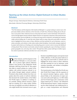 Digital Outreach to Urban Studies Scholars