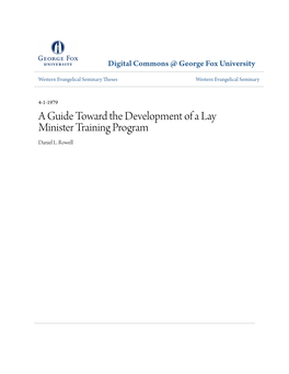 A Guide Toward the Development of a Lay Minister Training Program Daniel L