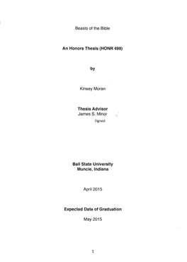 Beasts of the Bible an Honors Thesis (HONR 499) Kinsey Moran Thesis