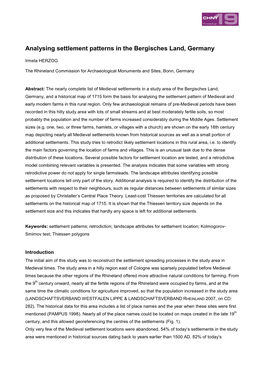 Analysing Settlement Patterns in the Bergisches Land, Germany