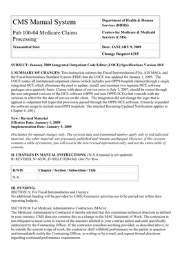 Pub 100-04 Medicare Claims Processing