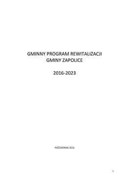 Gminny Program Rewitalizacji Gminy Zapolice 2016-2023