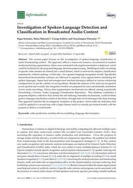 Investigation of Spoken-Language Detection and Classification