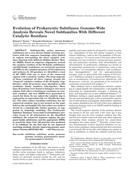 Evolution of Prokaryotic Subtilases: Genome-Wide Analysis Reveals Novel Subfamilies with Different Catalytic Residues