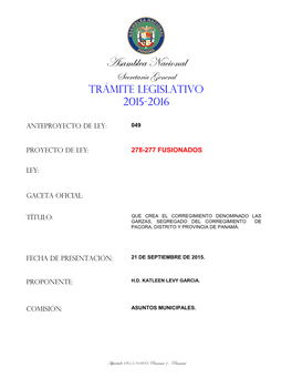 Que Crea El Corregimiento Denominado Las Garzas, Segregado Del Corregimiento De Pacora, Distrito Y Provincia De Panamá