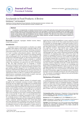 Acrylamide in Food Products