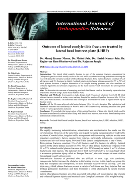 Outcome of Lateral Condyle Tibia Fractures Treated by Lateral Head