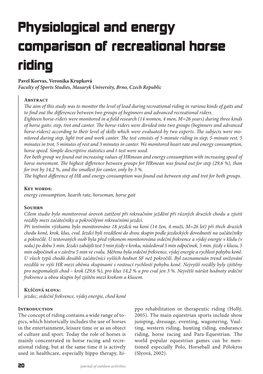 Physiological and Energy Comparison of Recreational Horse Riding