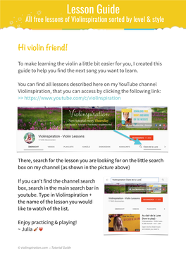 Lesson Guide All Free Lessons of Violinspiration Sorted by Level & Style