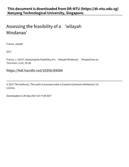 Assessing the Feasibility of a 'Wilayah Mindanao'