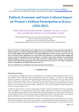 Women's Participation in Political Processes in Kenya