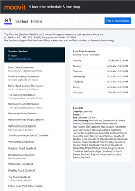 9 Bus Time Schedule & Line Route