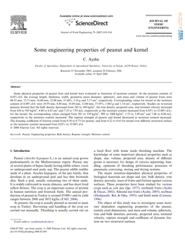 Some Engineering Properties of Peanut and Kernel